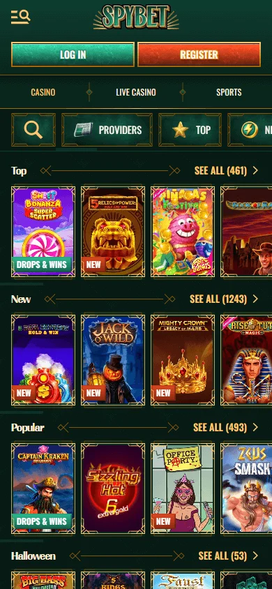 Spybet Casino games on mobile