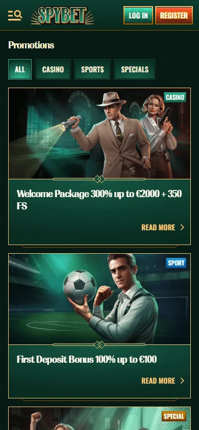 Spybet Casino promotions on mobile